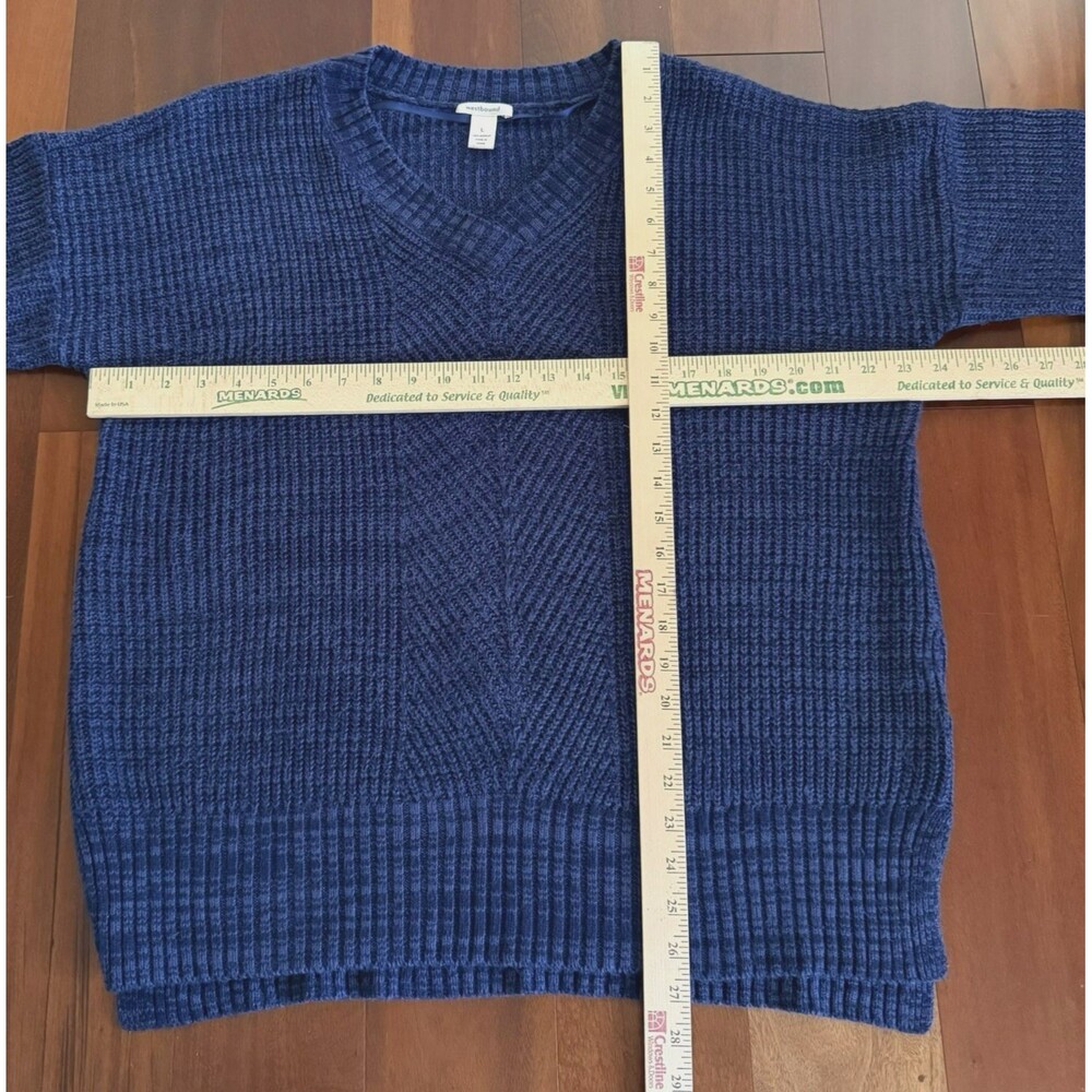 Westbound Women's Sz M Knit V-neck Blue Sweater Cozy Heathered Oversized - Picture 3 of 5